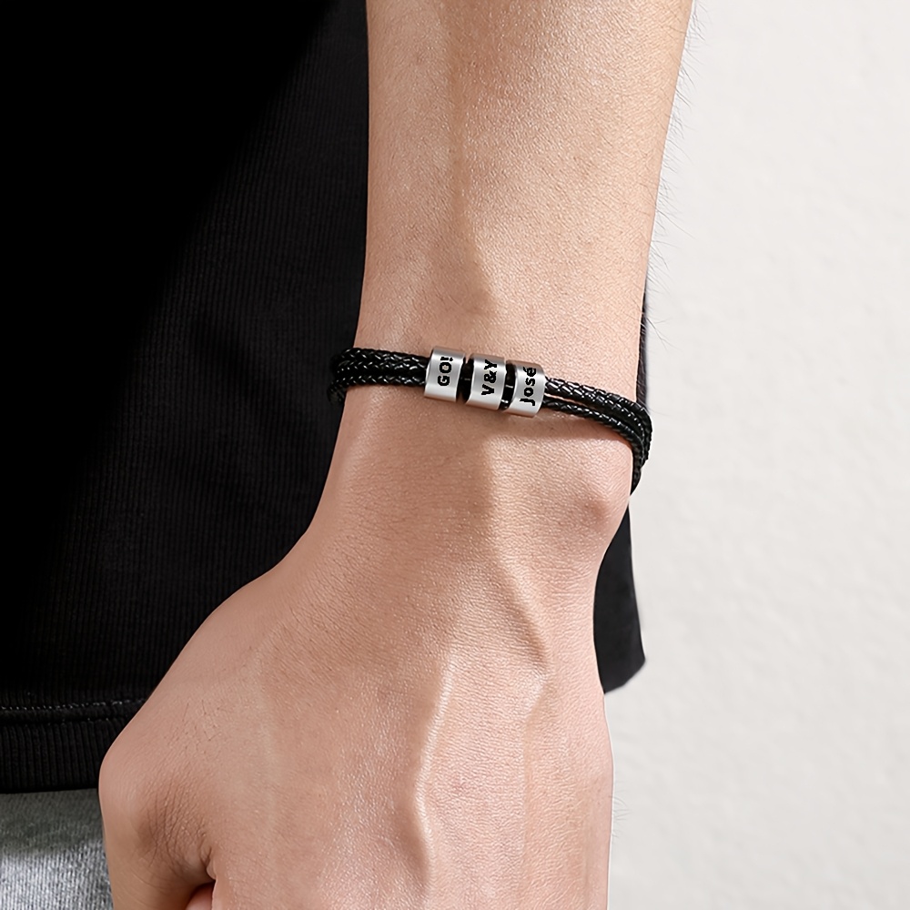 Custom Personalized Family Name Bracelet, 3-Layer Men's Bracelet